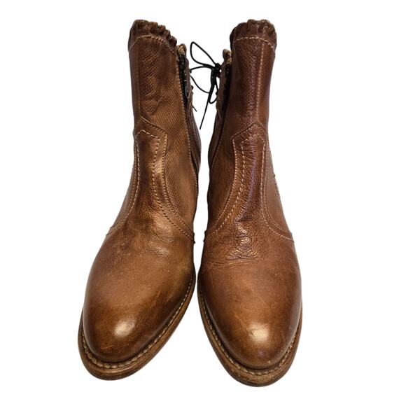 Bed|Stu Bia Tan Dip Dye Leather Ankle Boot Western Boho Festival Size 9 - Picture 2 of 12
